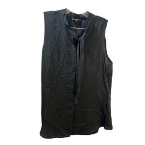 NEW Theory Womens Silk Tie Neck Top Black‎ Medium